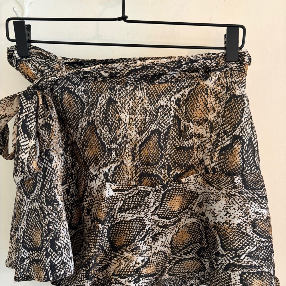 Zara Asymmetrical Snake Print Skirt - Black and Brown